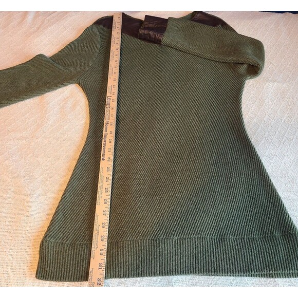 Bigio Collection Green Wool Blend Faux Leather Accents Sweater Tunic Dress Sz L - Picture 11 of 14